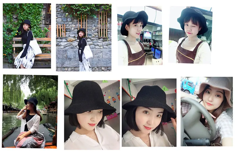 bucket hat women bucket hat black white polyester Bucket Hats (8)