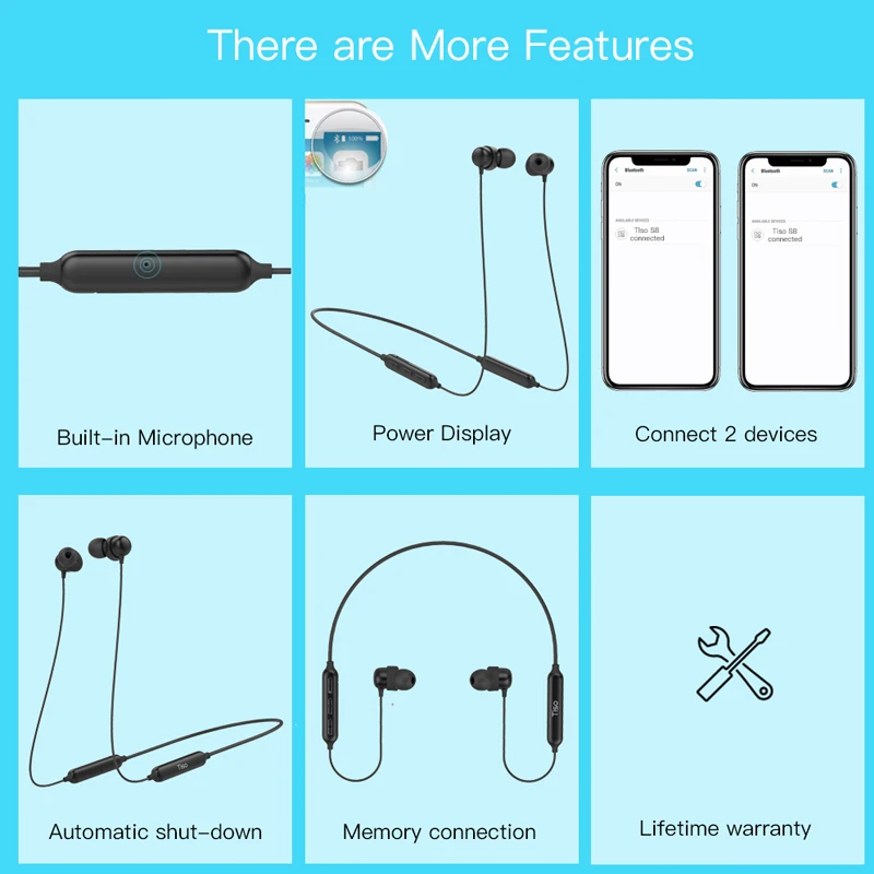 Тисо S8 магнитные Bluetooth наушники беспроводные с шейным MP3 музыка игра видео