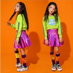 Для девочек Одежда в стиле хип-хоп толстовка юбка в стиле джаз Костюмы концерт танцевальный костюм Детские бальные танцы одежда костюм