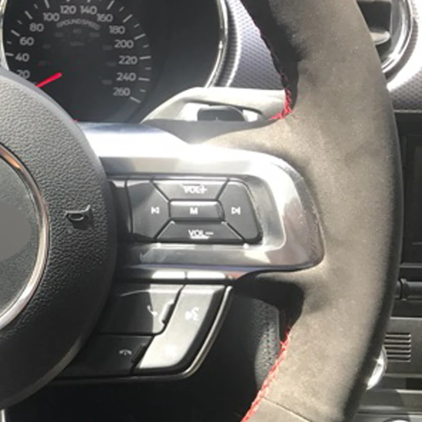 Черный замшевый DIY сшитый вручную чехол рулевого колеса автомобиля для Ford Mustang GT Ford GT