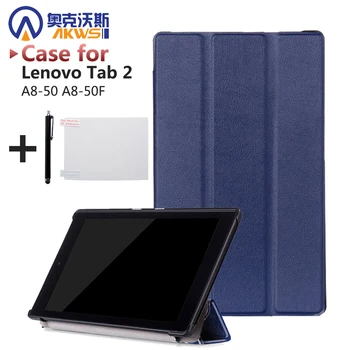 

Folio stand cover case for lenovo Tab 2 A8-50 A8-50F A8 50 8" tablet protective leather cover case+free gift