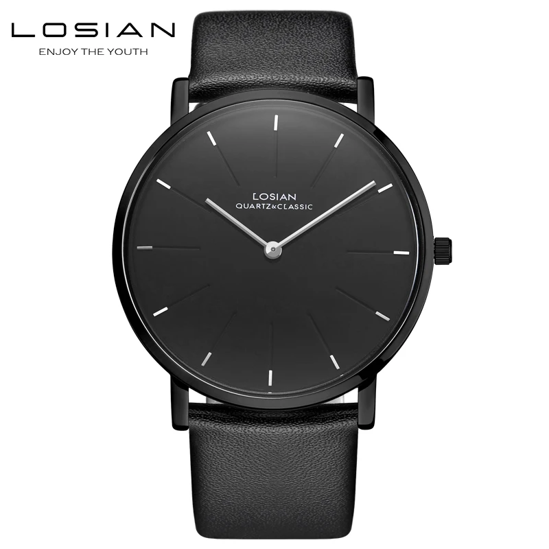 6,5 мм Тонкий чехол, мужские часы, ультра-тонкие роскошные брендовые простые деловые мужские кварцевые часы с кожаным ремешком - Цвет: 2