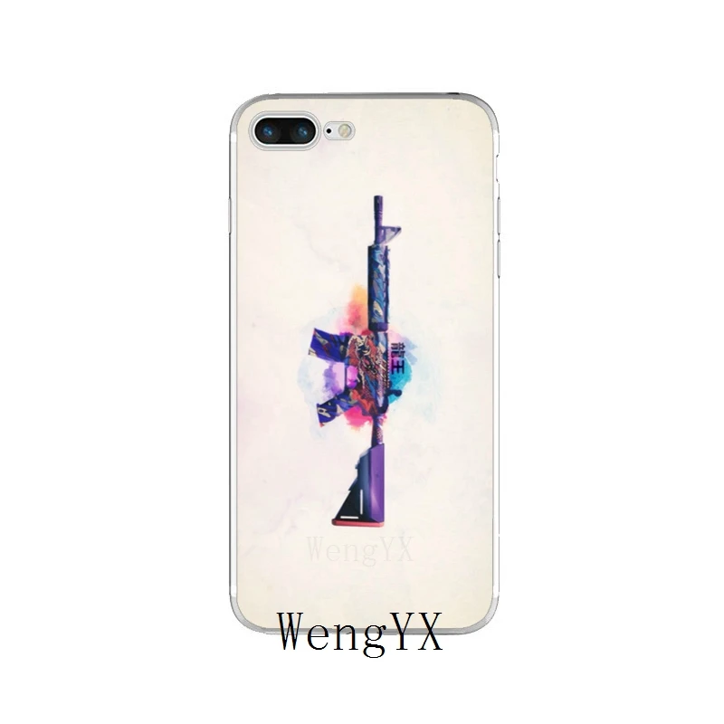 WengYX popular game PUBG gun print silicone Soft phone case For Huawei Honor 4C 5A 5X 5C 6 Play 6X 6A 6C pro 7X 8 9 Lite V8 V10