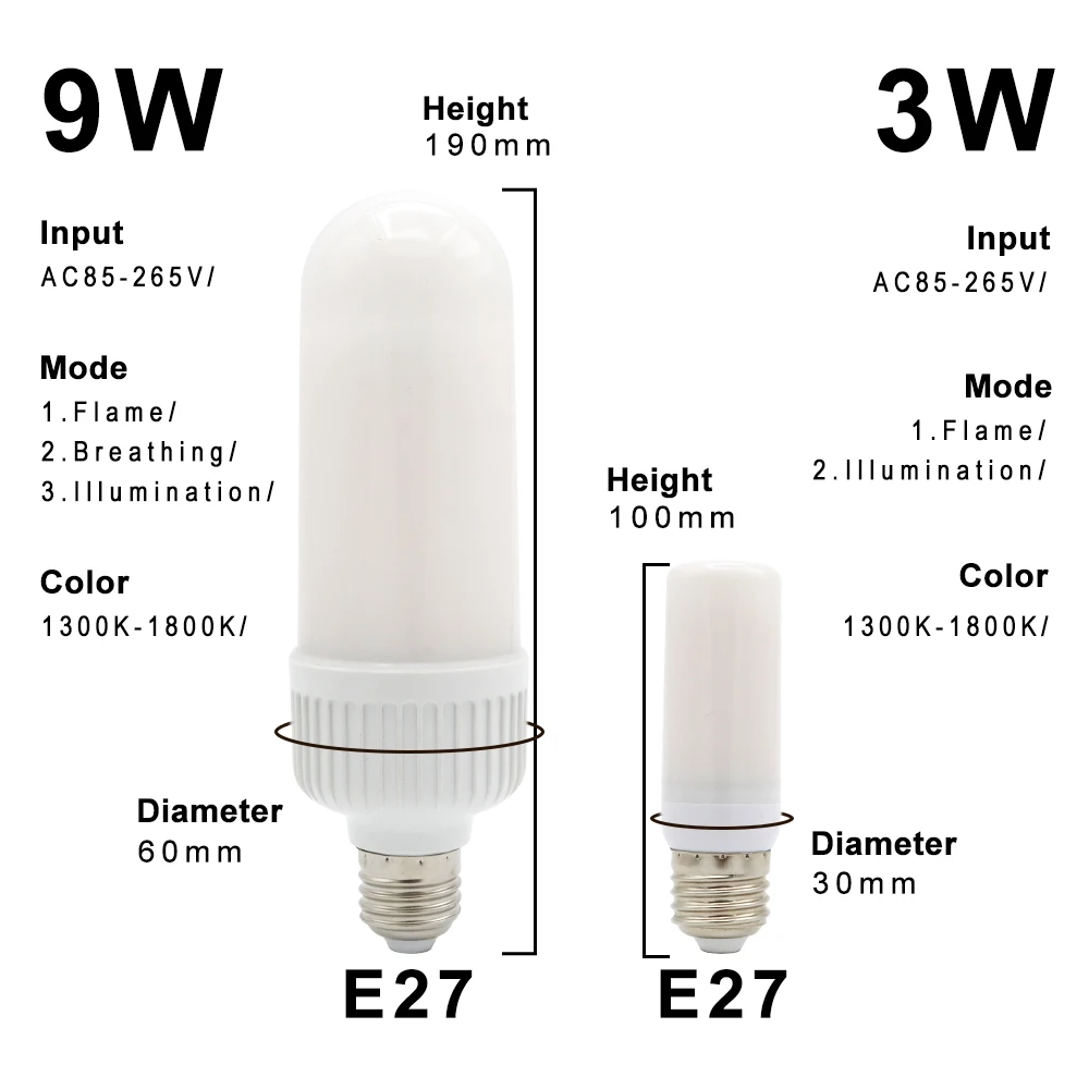 AC 85-265V 2835SMD светодиодный светильник с эффектом пламени E27, имитирующий 3 Вт 9 Вт Мерцающая лампа, декоративный креативный светильник с эффектом мерцания