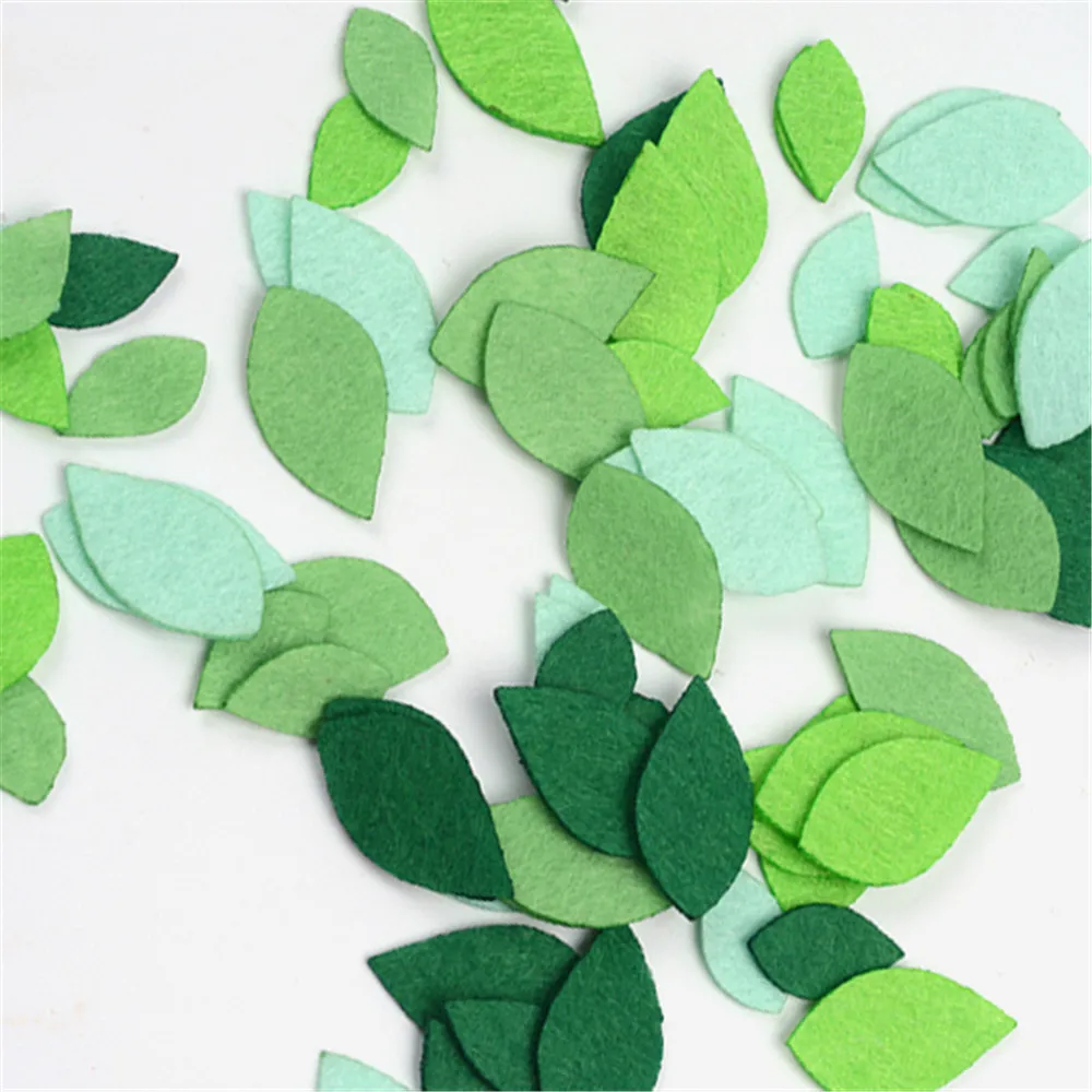 40pcs Non Woven Felt Fabric Spring Leaves Patch 1mm Thickness Polyester Cloth Felts DIY Bundle For Sewing Dolls Crafts