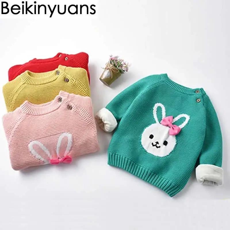 

Girl's sweater winter velvet thickening han edition child baby infant knitted turtleneck render unlined upper garment sweater