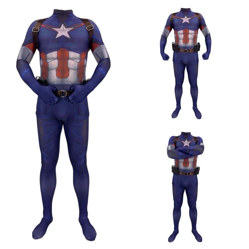 Impressão Capitão América Cosplay Traje Elastano Lycra Zentai Bodysuit Terno Macacões Homem Trajes 3d