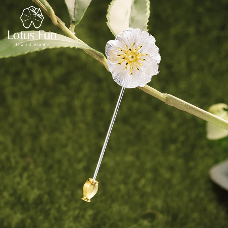 Lotus Fun реальные 925 серебро ручной работы дизайнер ювелирных украшений цветущие Маки цветочные броши для Для