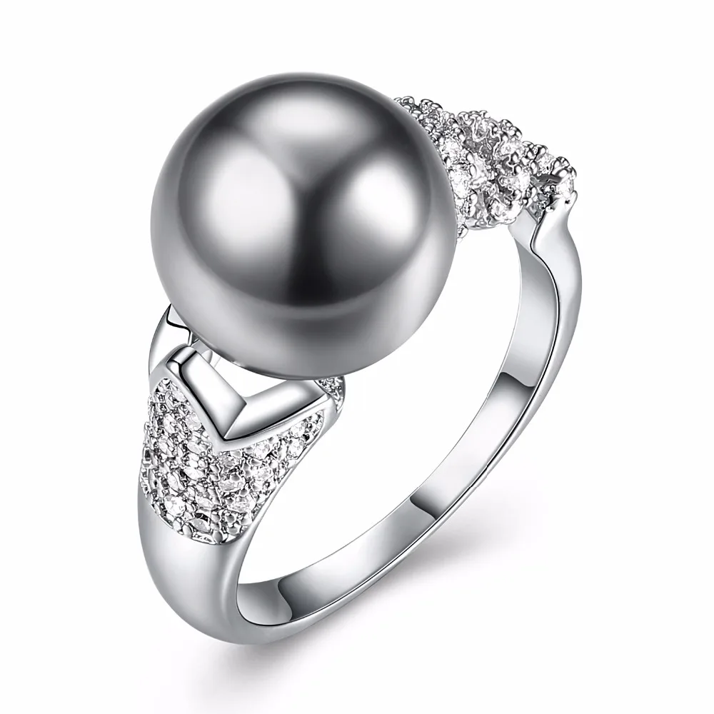 Trendy Engagement rings with Grey Pearl for women Trendy jewellery