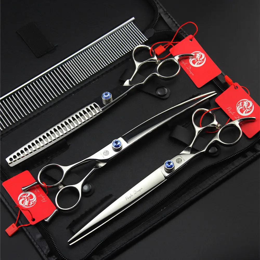 

7 8 inch Professional Pet Scissors Set Left-Handed JP440C Hair Cutting Thinning Curved Shears Left Hand Dog Grooming Scissors