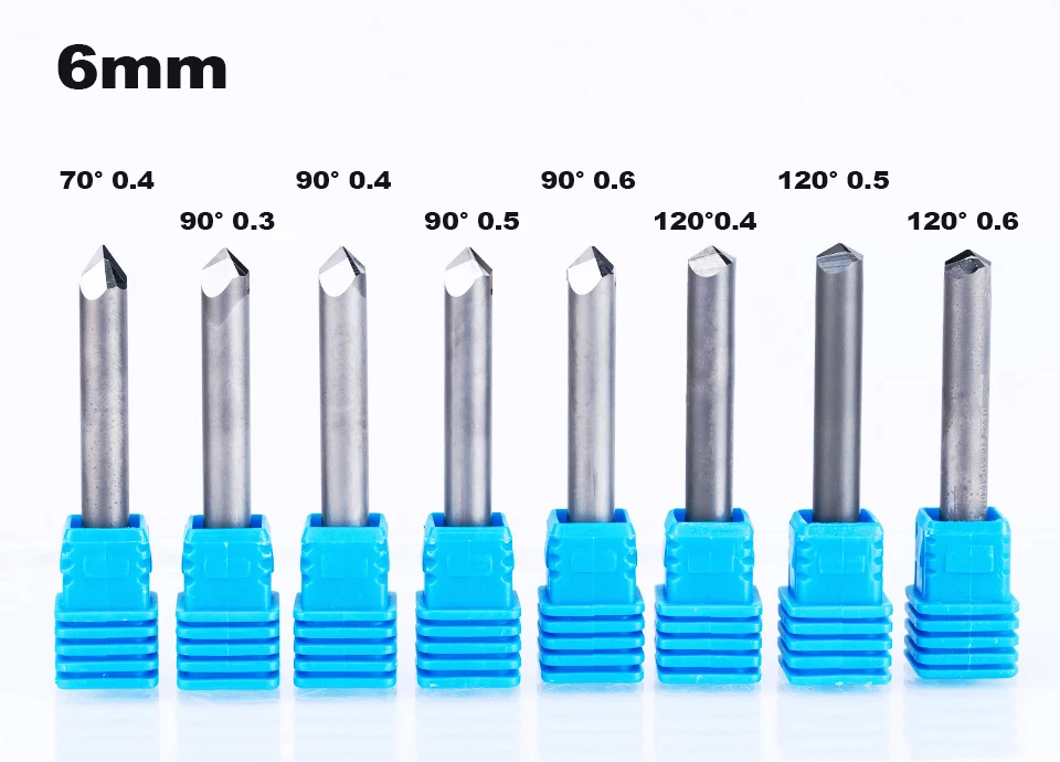 HUHAO 1 шт., 6 мм, 6 кромок, Концевая фреза с ЧПУ, алмазная фреза PCD, инструменты для резки камня, твердого гранита, гравировальные биты 70, 90, 120 градусов