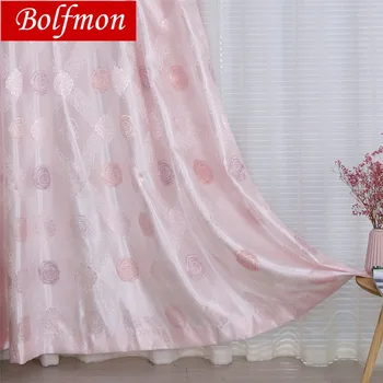 

Latest High Grade Elegant 3 Colors Shiny Pink Sliver Golden Window Curtain for Living Room Rose Cortina Bedding Room Shade Decor