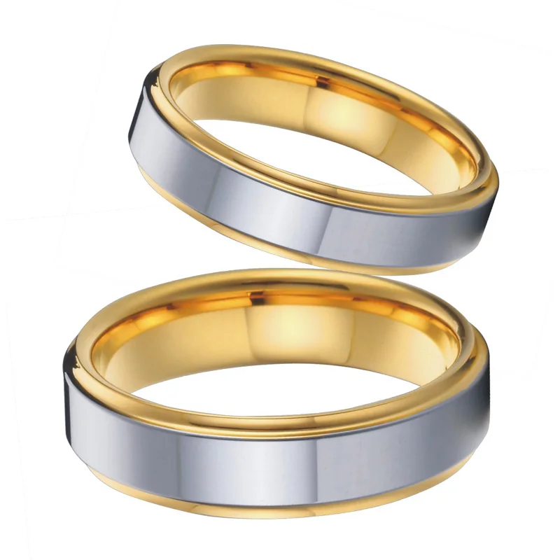 His and Hers titanium steel wedding band couple rings pair set 5mm Men's Ring 4mm Women's Ring  anillos aneis anel de ouro TC088 (9)