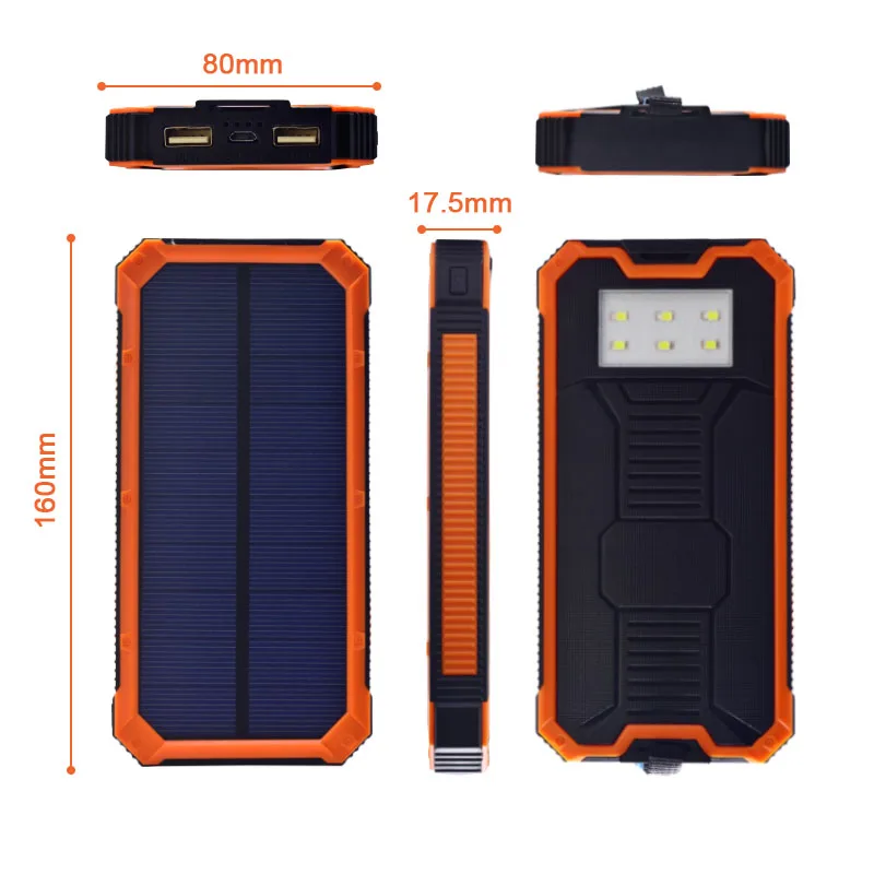 Водонепроницаемый 15000mah портативное солнечное зарядное устройство Внешняя