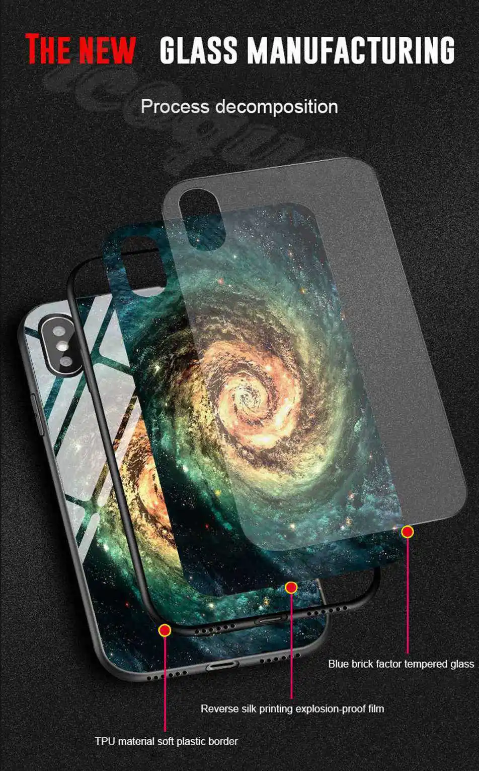 Tempered Glass Case For iPhone X iPhone 8 Plus Case Luxury Space Phone Cover for iPhone 8 6 6s 7 x 8plus Cases for iPhone 7 Plus (4)