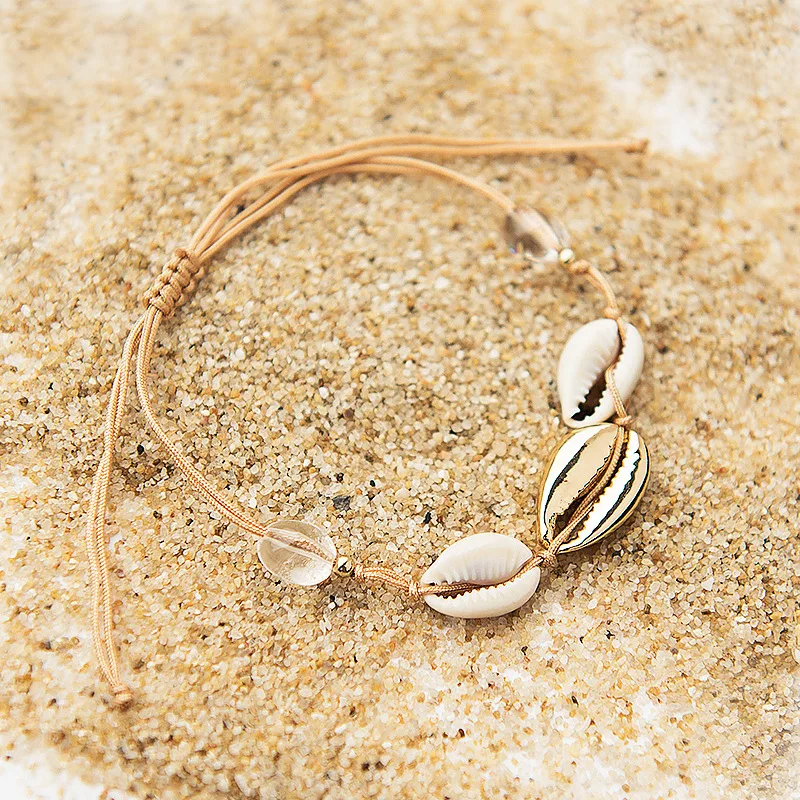 

Women Braided Cowrie shell Bracelet femmel Adjustable boho Style friendship Seashell beaded Bracelet Mothers Day Jewelry Gift