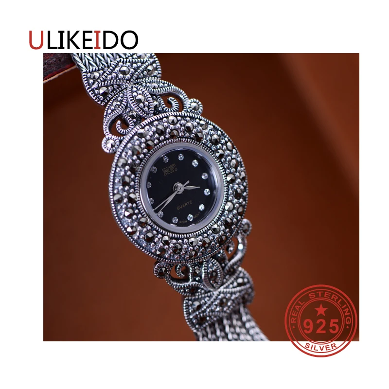 

100% Pure 925 Sterling Silver Watch Men Fashion Hand Chain For Women Thai Silver Jewelry Charm Bracelet Homme 1507