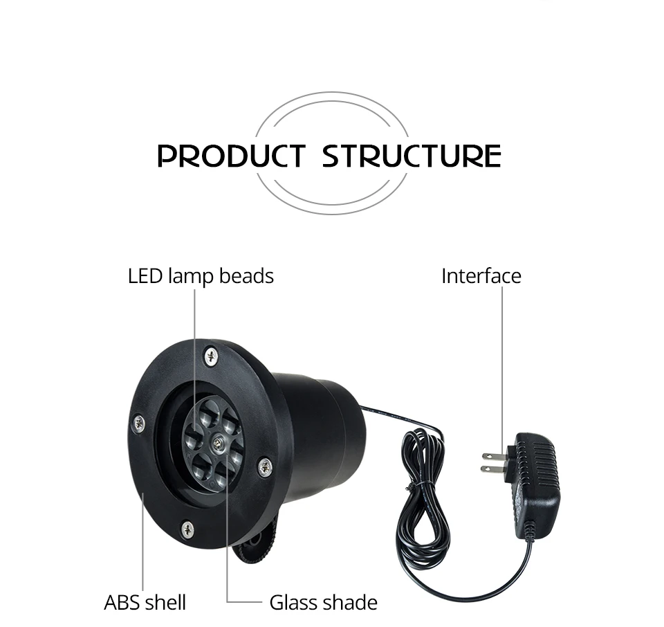 Laser Projector Lamp Moving Snow Snowflake Holiday Christmas New Year LED Stage Light Garden Party EU US AU UK Plug (2)