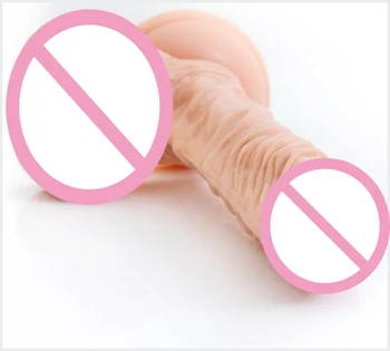 Most Realistic Dildo! 170*34MM Nature Feel Artificial Rubber Suction Cup Fake Penis with Balls, Adult Sex Toys, Erotic Products 2