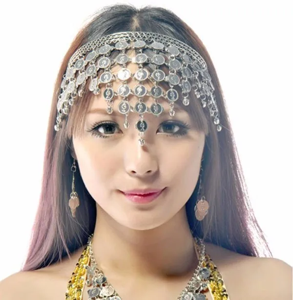 2 Pack Coins Belly Dance Triangle Headband Party Headpiece Gypsy Jewelry