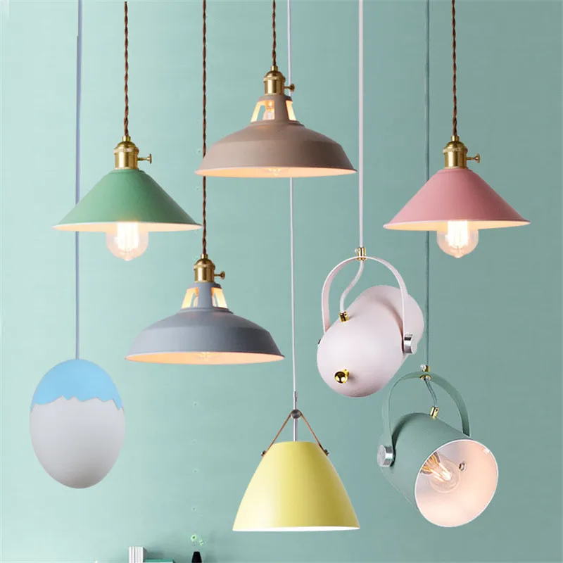 

Nordic Style 220V Simple Chandelier Nordic Modern Creative Kitchen Dinning Room Pedant Lighting Bar Macaron Hanging Lamp Decor
