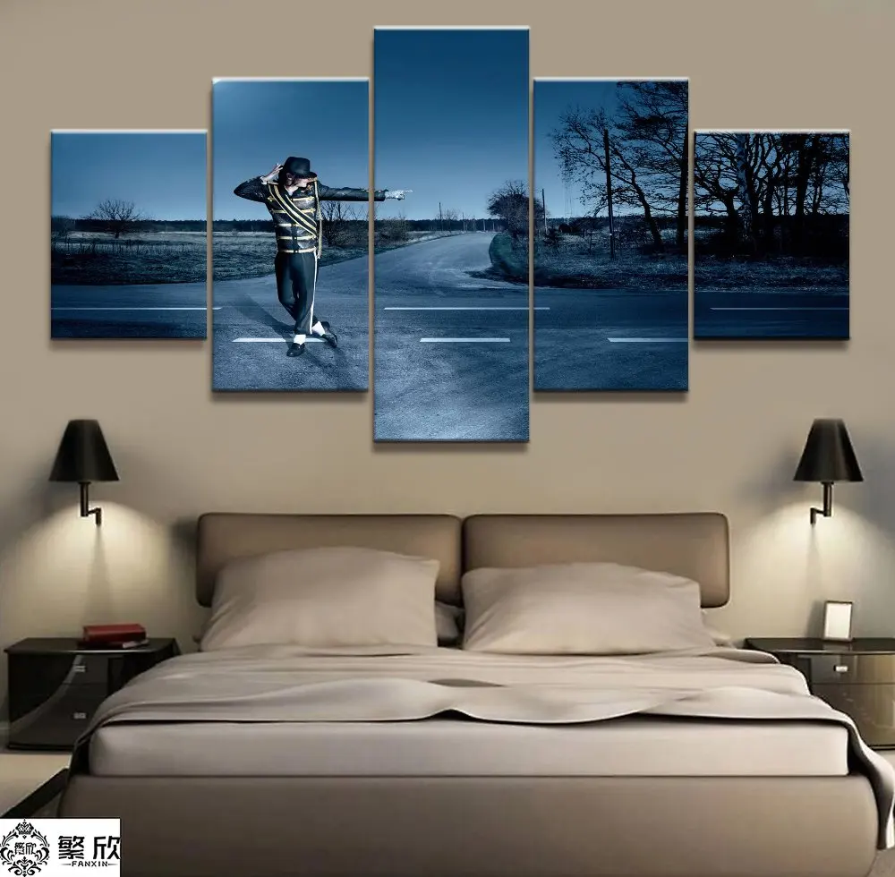 

5 Panel Michael Jackson Landscape Canvas Printed Painting For Living Room Wall Art Home Decor HD Picture Artworks Modern Poster