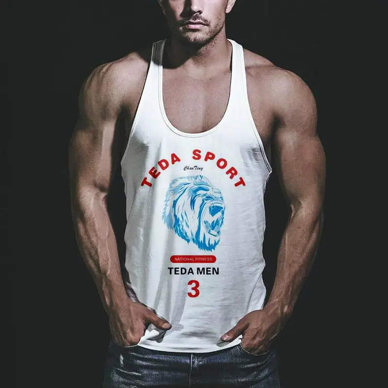 

2018 Men gray T-Shirts Sleeveless Cotton Gym Sports Running Tees Singlets Fitness Stringer Muslce Undershirts