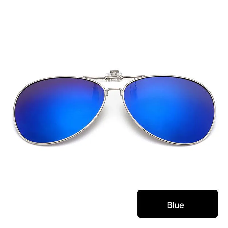 Круглые оправы поляризованных солнцезащитных очков клип на близорукость очки для вождения для путешествий ночное видение легко флип солнцезащитные очки Oculos - Цвет линз: Синий