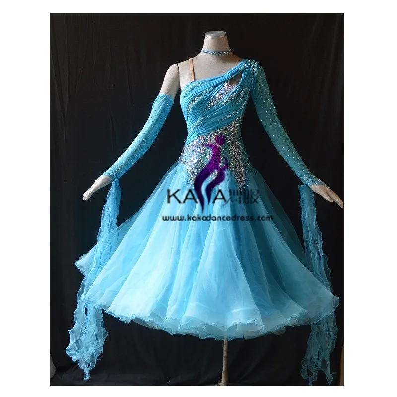Горячее предложение! KAKA DANCE B1555, новое стандартное платье для танцев танцевальное платье, вальс танцевальный зал состязание платье, синие Бальные Танцевальные соревнования платья