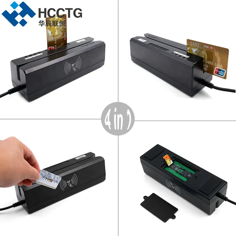Cheap 4 in 1 RFID +MSR Stripe+ IC +PSAM Chip Card Reader Writer With Free SDK HCC80