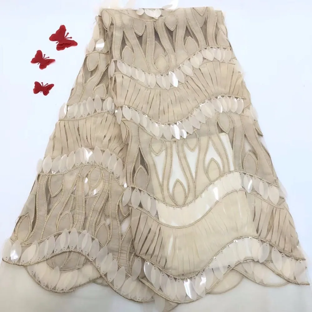 

African French Lace Fabric with sequins High Quality African Tulle Lace Fabric with sequins 5yards white sequin lace fabric(FJ12