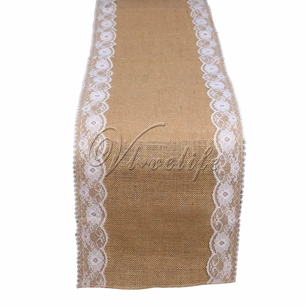 Винтажная кружевная настольная дорожка из мешочной ткани, классическая деревенская вечеринка, свадебный банкет, украшение для стола, 12x10", принадлежности для скатерти