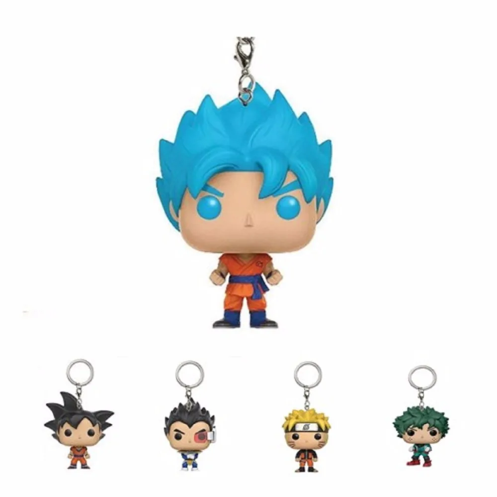 

Anime Dragon Ball Series Q Version Doll Keychains naruto Key Holder Goku Vegeta Super Saiyan Goku pendent Keyring figure toys
