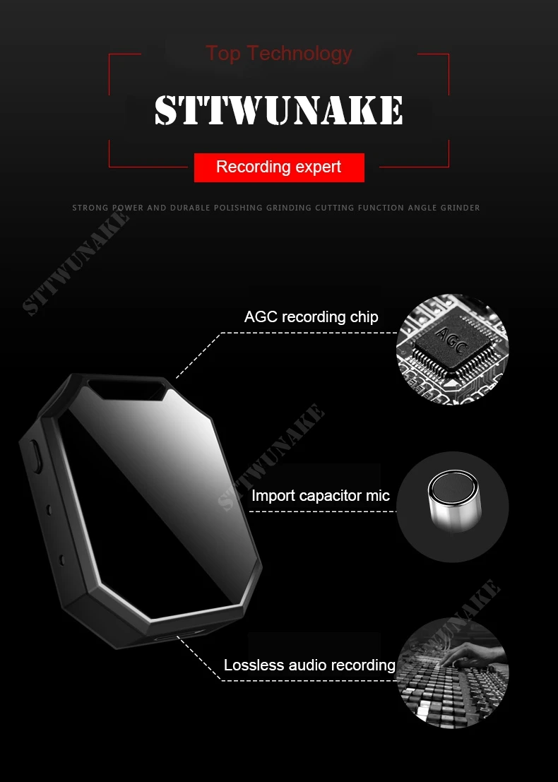  STTWUNAKE Digitale professionale HD Mini hidden Voice Recorder Audio Recorder Dittafono denoise a l
