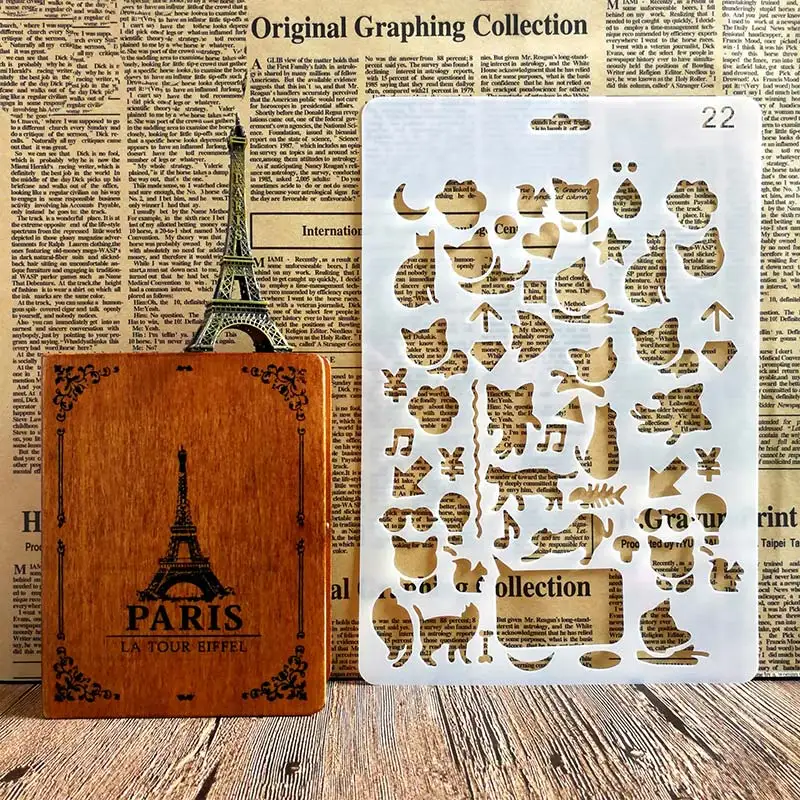 

Cute Small Cat Animals Stencils for DIY Scrapbooking Plastic Handmade Template Crafts Art Diary Decor Painting Spray Tool Card