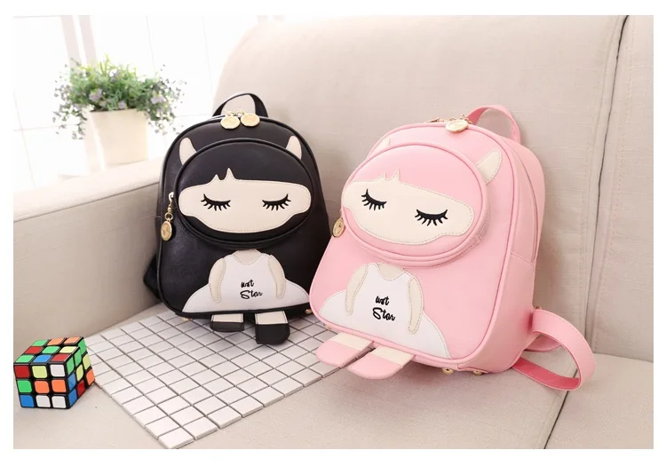 Waliicorners Cute cartoon backpack for children PU leather schoolbag for teenage girls Lovely shoulder bag backpacks female Daypack Black 17 Cute cartoon backpack for children PU leather schoolbag for teenage girls Lovely shoulder bag backpacks female Daypack (4)