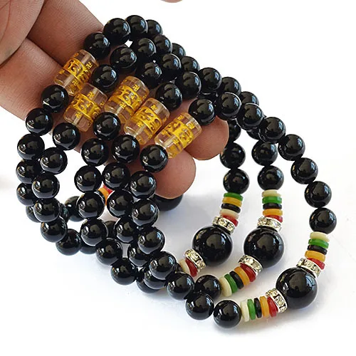 

8mm Natural Black Onyx Onyx Tridacna Bracelet Stone Round Beads Women Jewelry lucky Energy Bracelet