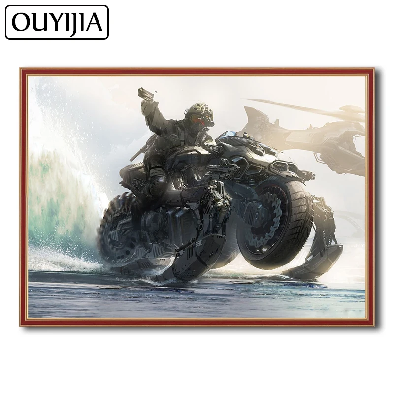 

OUYIJIA 5D DIY Diamond Locomotive Moto Cartoon Motorcycle Decoration Painting Diamond Embroidery Rhinestone Mosaic Cross Square