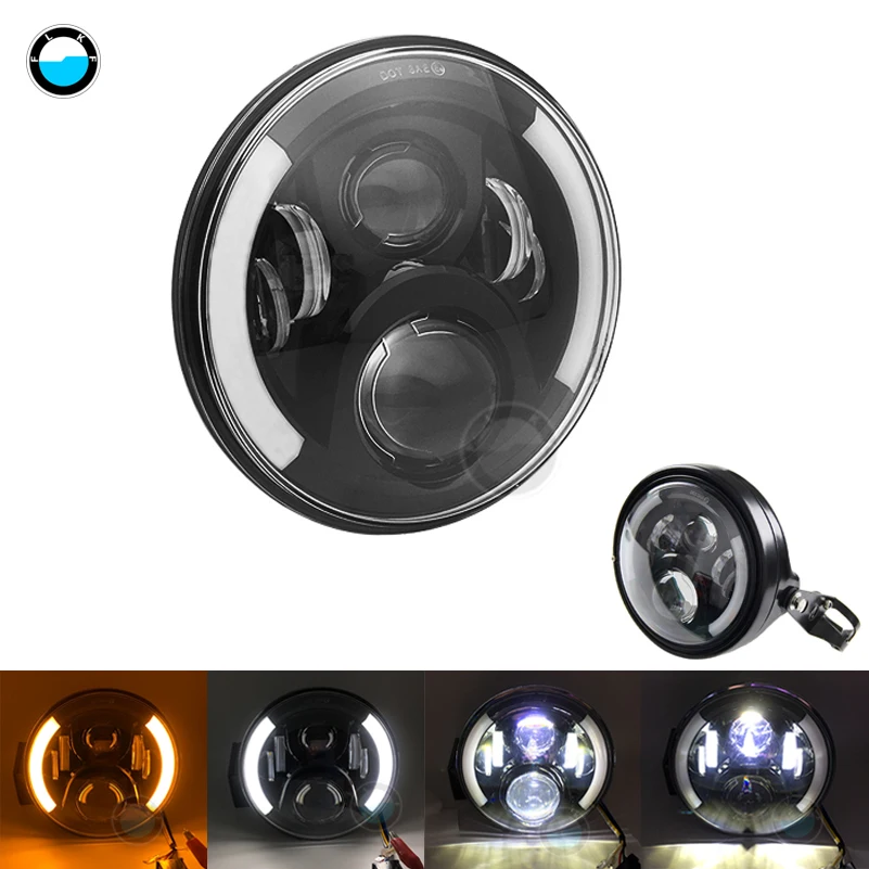 

Free shipping 7inch motorcycle led headlight High/Low Beam 7" LED Headlight With White DRL & Amber 7" housing bucket