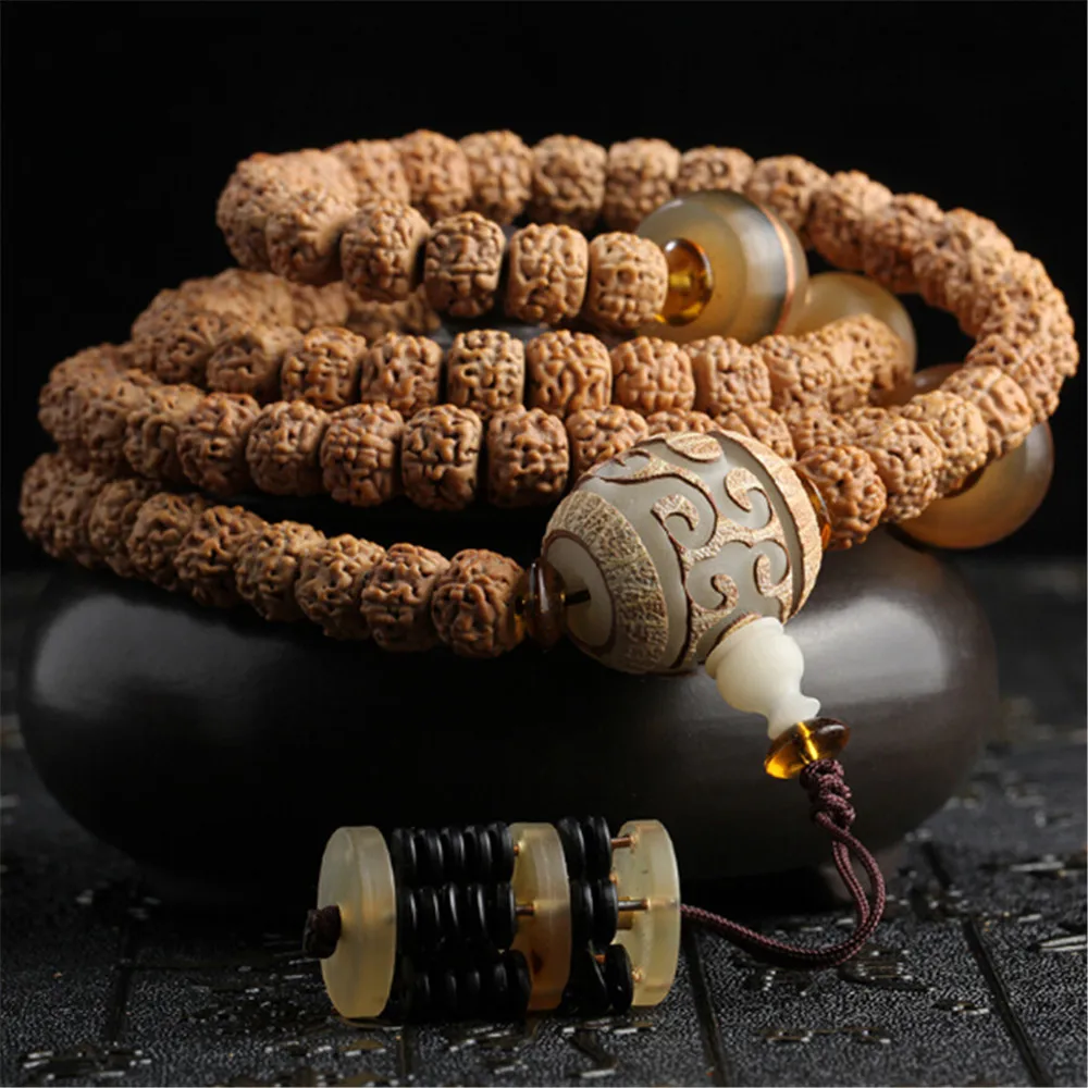 Браслет с 5 натуральными лепестками Rudraksha 108 Bodhi браслет для молитвы овчина