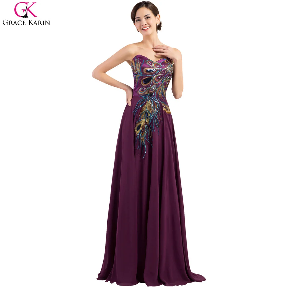 Wedding Navy Blue Formal Dress popular peacock blue prom dress buy cheap grace karin dresses black purple chiffon long formal 2017 applique