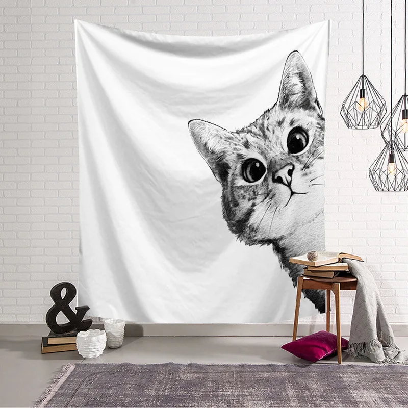 

New Simple animal forest Deer cat Tapestry Mandala Upholstery Color Upholstery Printed Decorative Boho Wall rug