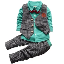 Модный комплект одежды для маленьких мальчиков, клетчатый Костюм Джентльмена с длинными рукавами для мальчиков, детская одежда, хлопковый костюм для детей, костюмы
