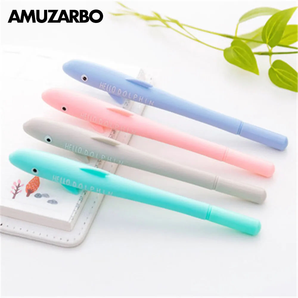

1PCS Kawaii Creative dolphin Gel Pen 0.38 MM Black Ink Signature Neutral pen School Office Stationery Cute Gift Supply
