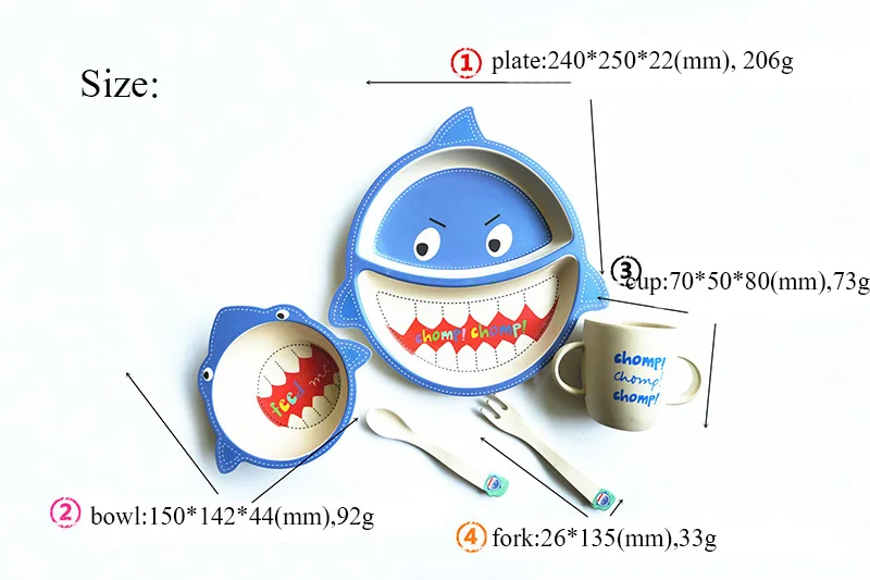 5 шт./компл. экологическая детская посуда тарелка из бамбукового волокна детский набор посуды мультфильм столовая Посуда Рождественский подарок