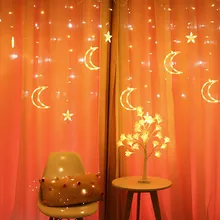 220 V декоративные светодиодные лампочки строка Главная Спальня Звездное декоративные фонари праздник свадьба огни Луна Главная фестиваль вечерние d90507