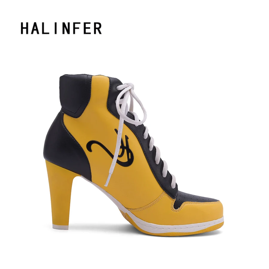 HALINFER sport high heels shoes women casual platform lace up zapatos