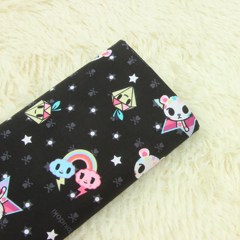

half meter cartoon animal star print 100% cotton fabric for handmade DIY bag garment dress cloth A816