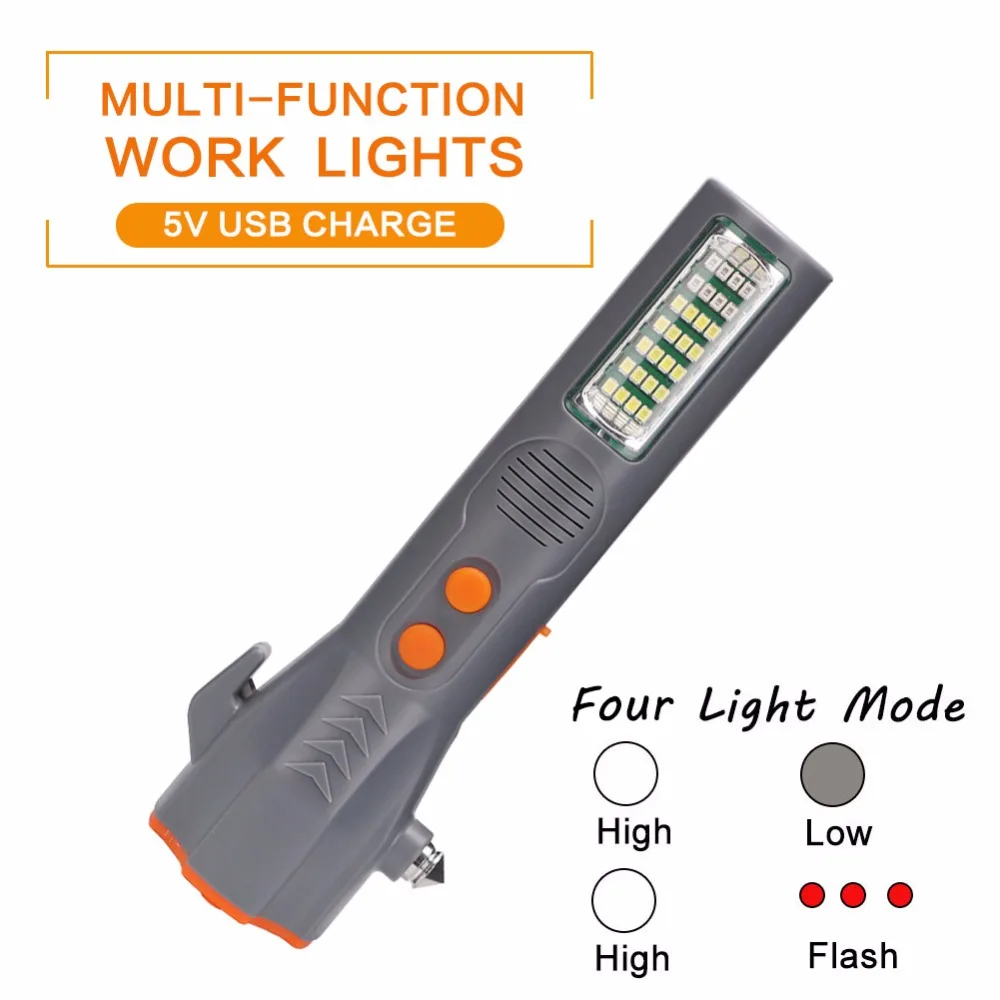 Многофункциональный USB флэш-светильник, Автомобильный аварийный спасательный предохранительный фонарь, 29 светодиодов, мигающий светильник, магнитный рабочий светильник, Лампа 18650 для улицы