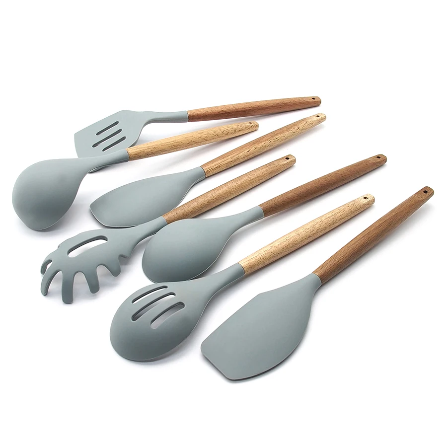 Kitchen Gadgets - Silicone Cooking Utensils Kitchen Utensil set - 7 Natural Acacia Wooden Silicone Kitchen Utensils Set Kitchen Gadgets - Silicone Cooking Utensils Kitchen Utensil set - 7 Natural Acacia Wooden Silicone Kitchen Utensils Set